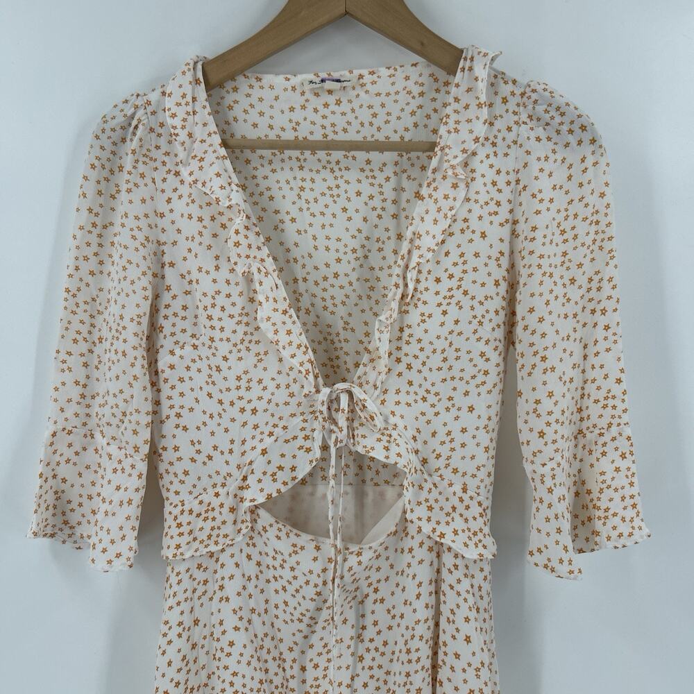 For Love & Lemons Nostalgic Star Mini Dress Womens Size S Front Tie Stars Print